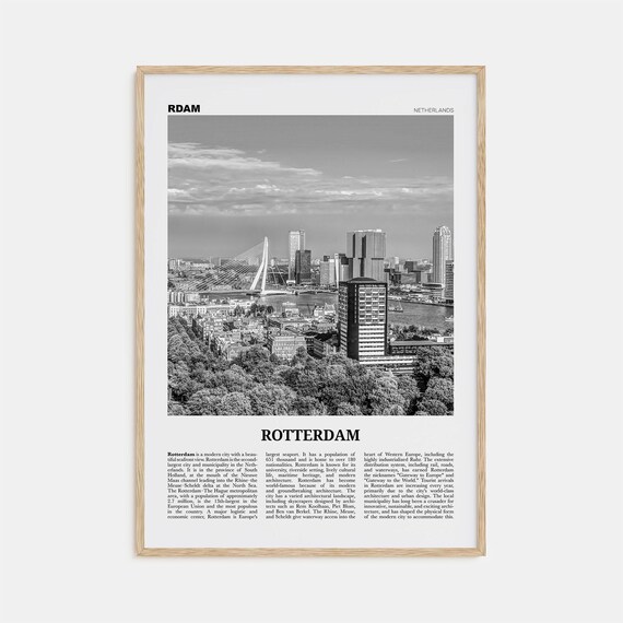 Rotterdam Black and White Travel Poster, Netherlands