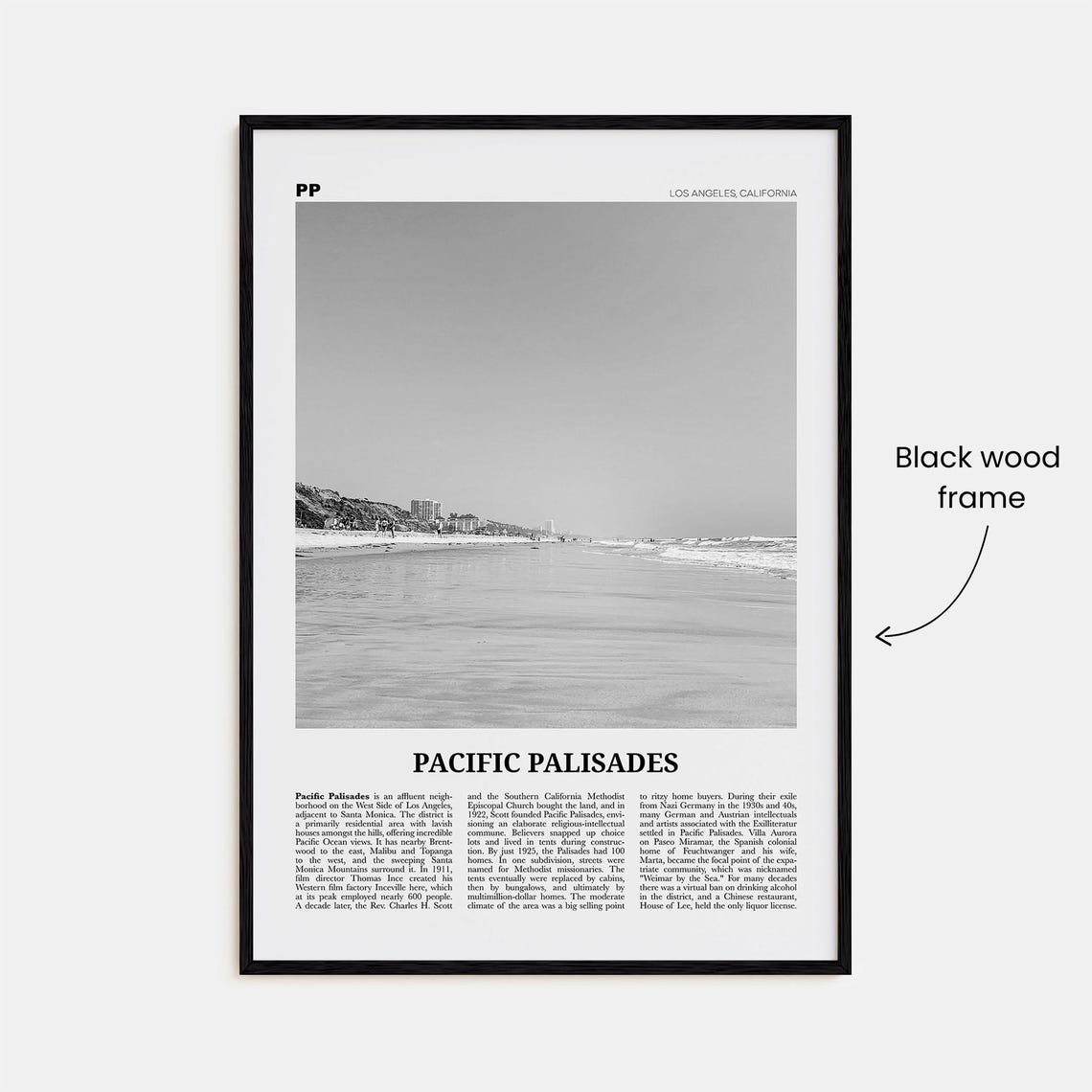 Pacific Palisades Black And White Travel Poster - Image 3