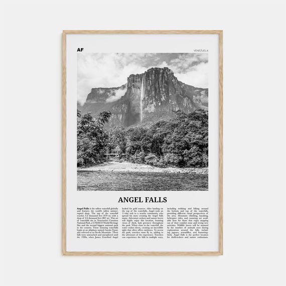 Angel Falls Black And White Art Print, Venezuela