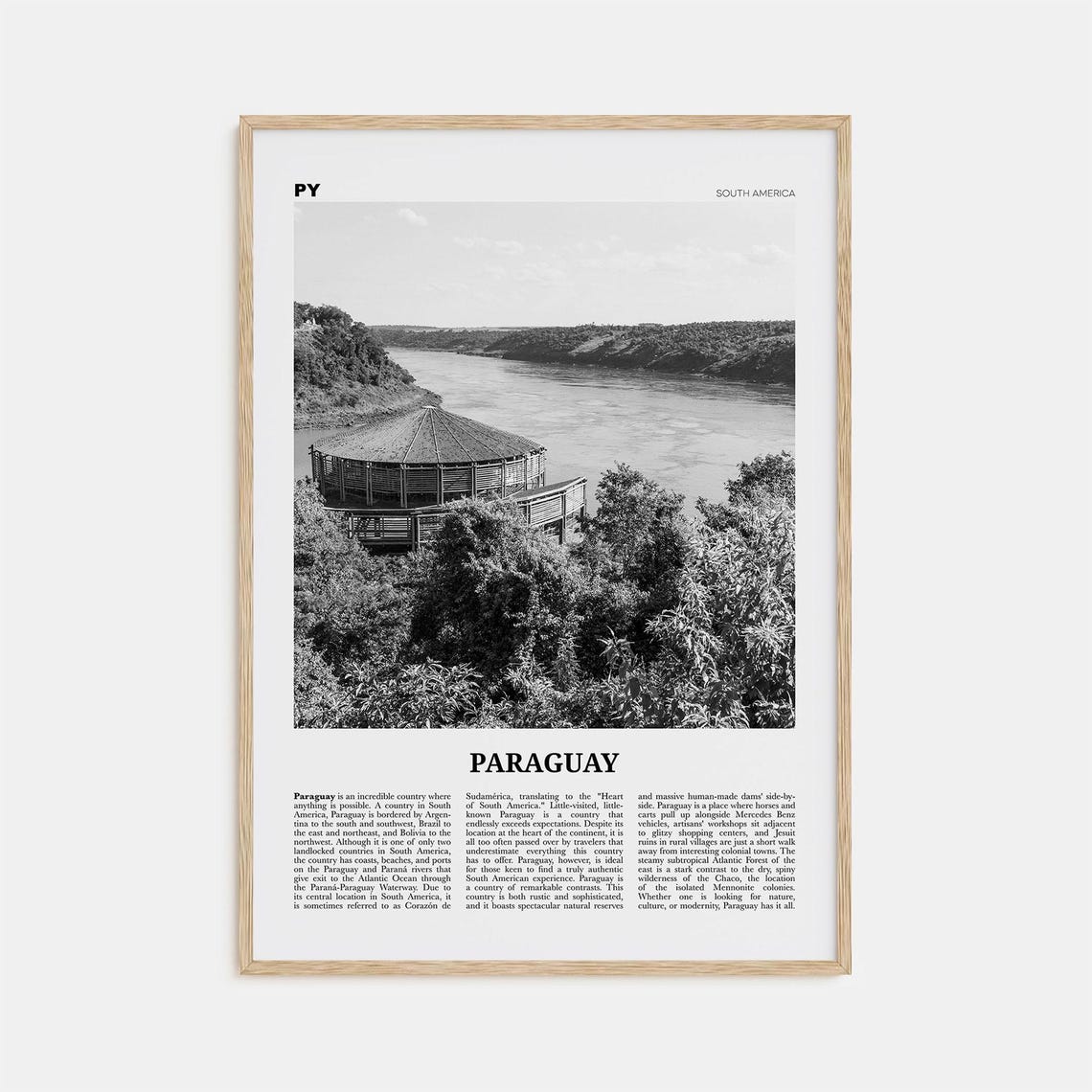 Paraguay Black And White Poster, Asuncion South America