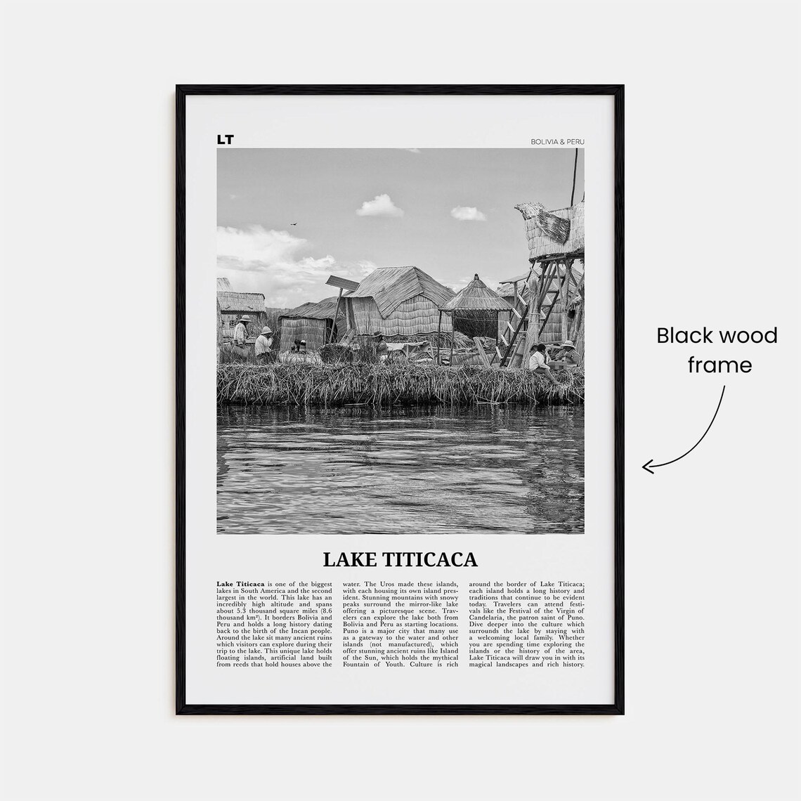 Lake Titicaca Black and White Art Print, Bolivia Peru - Image 3