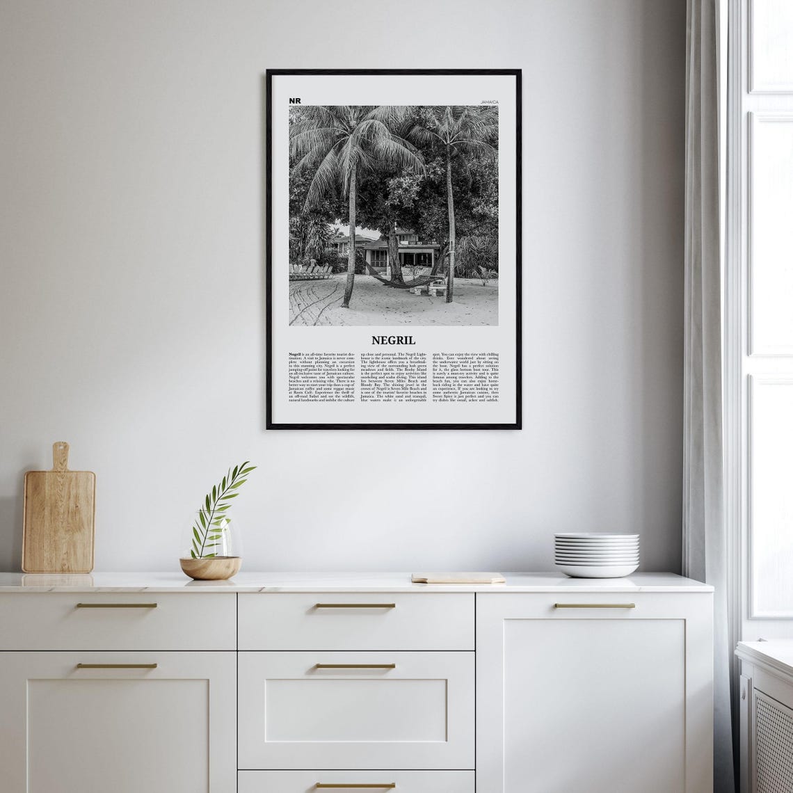 Negril Black and White Travel Poster, Jamaica - Image 2