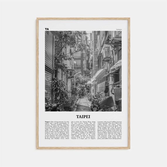 Taipei Black And White Travel Poster Art Print