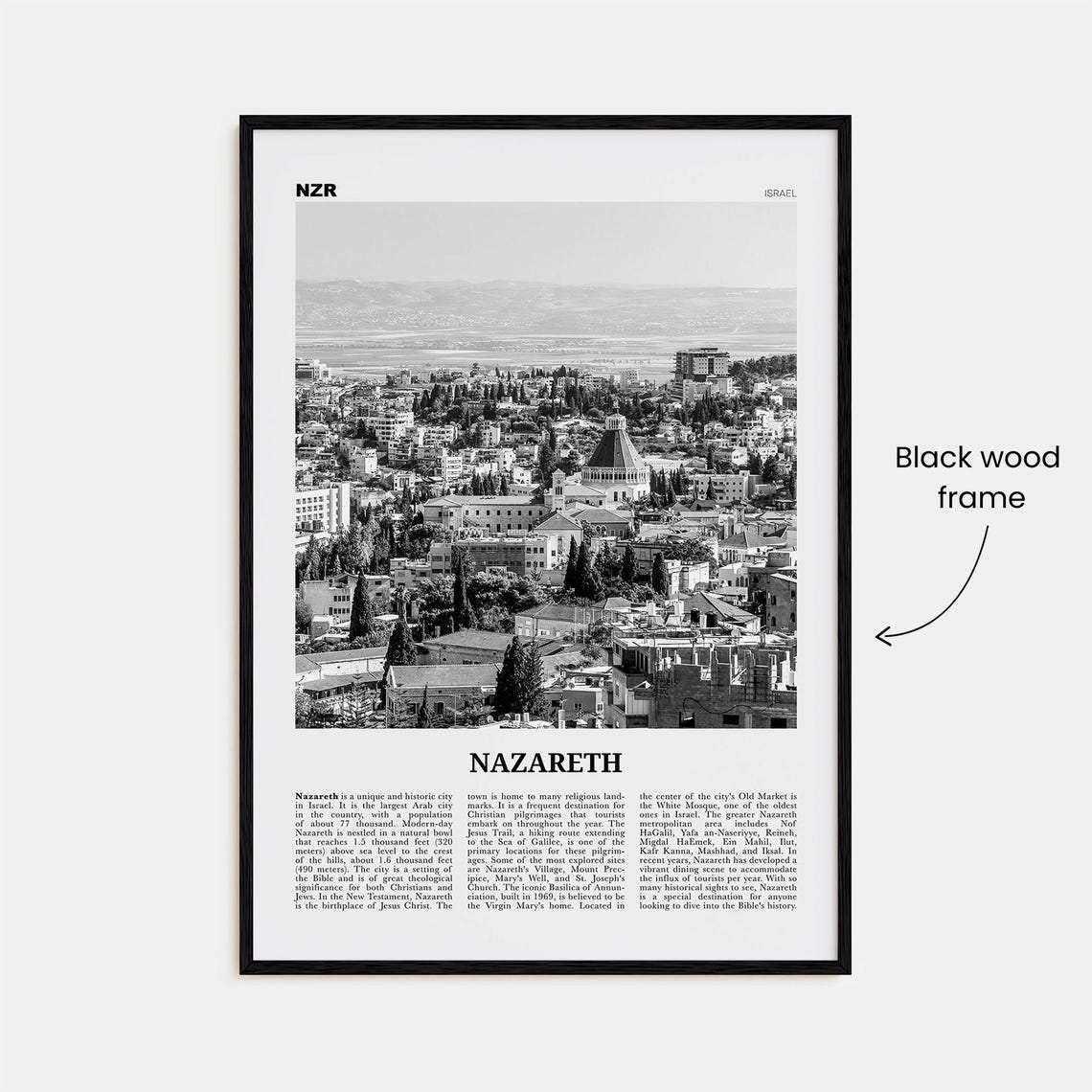 Nazareth Black and White Art Print, Israel - Image 3
