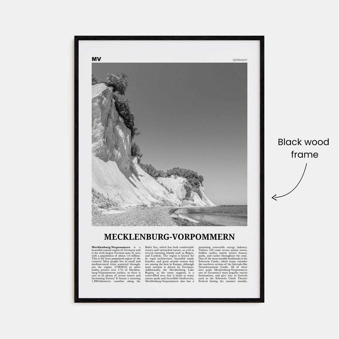 Mecklenburg Vorpommern Print Black And White Mecklenburg Vorpommern Wall Art Mecklenburg Vorpommern Poster Mecklenburg Vorpommern Photo - Image 3