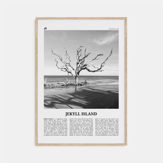 Jekyll Island Black and White Travel Poster, Georgia