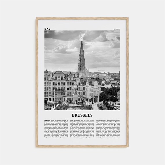 Brussels Black And White Travel Poster, Europe
