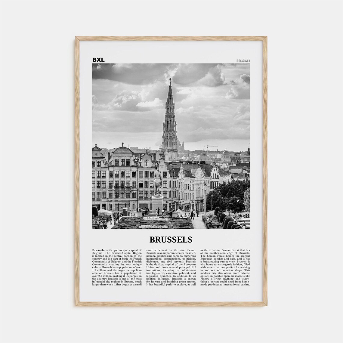 Brussels Black And White Travel Poster, Europe