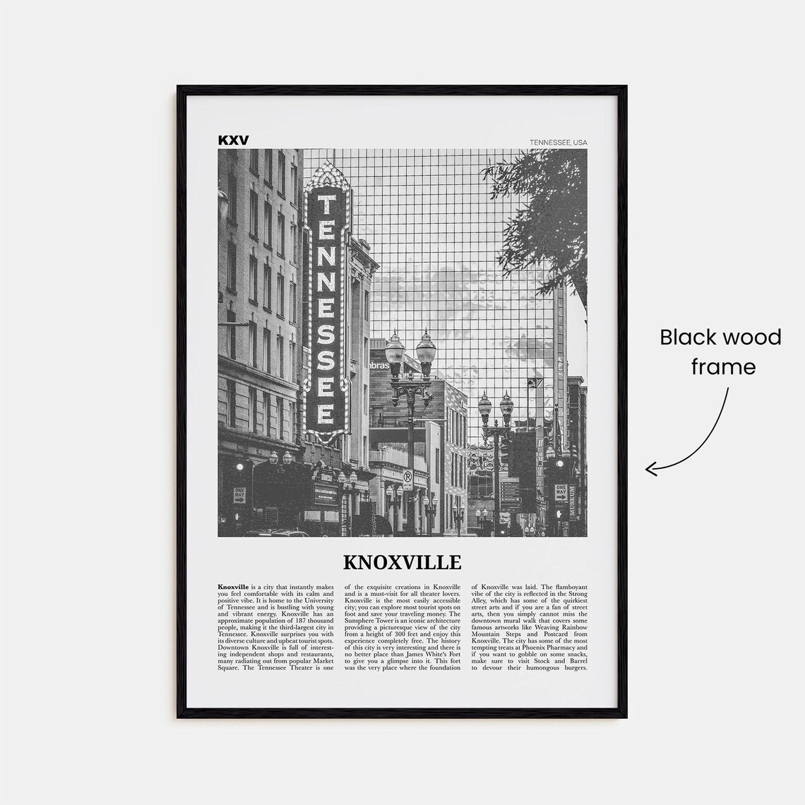 Knoxville Black and White Travel Poster, Tennessee - Image 3