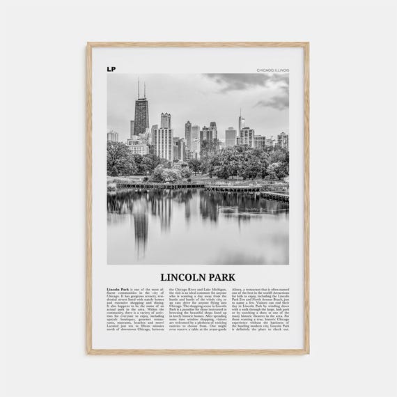 Lincoln Park Black and White Travel Poster, Chicago