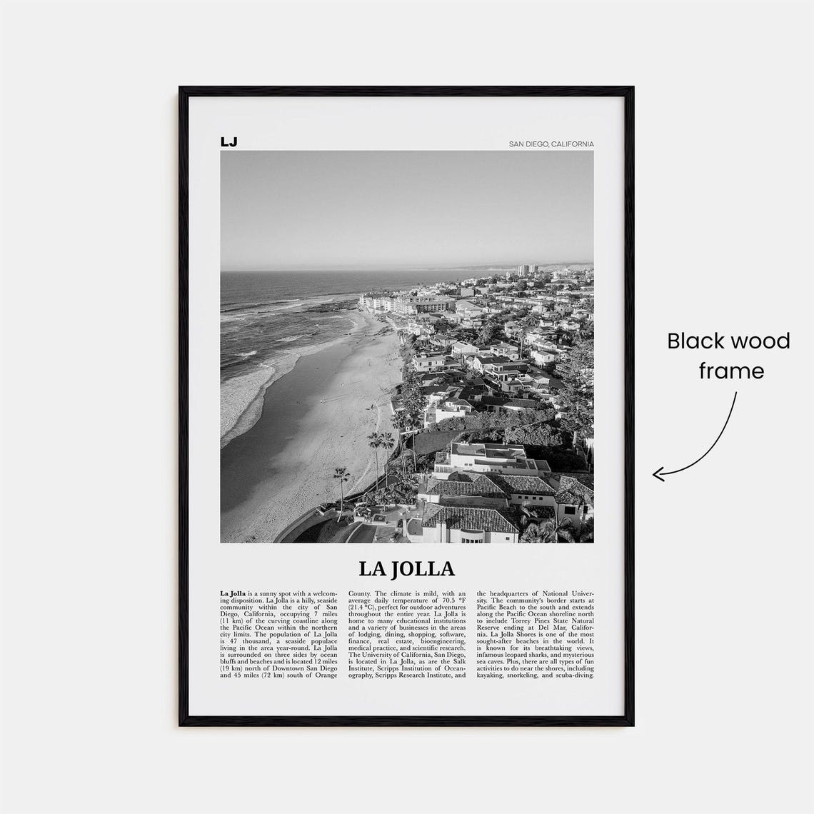 La Jolla Print Black And White No 2 La Jolla Wall Art La Jolla Poster La Jolla Photo San Diego California Usa United States America - Image 3