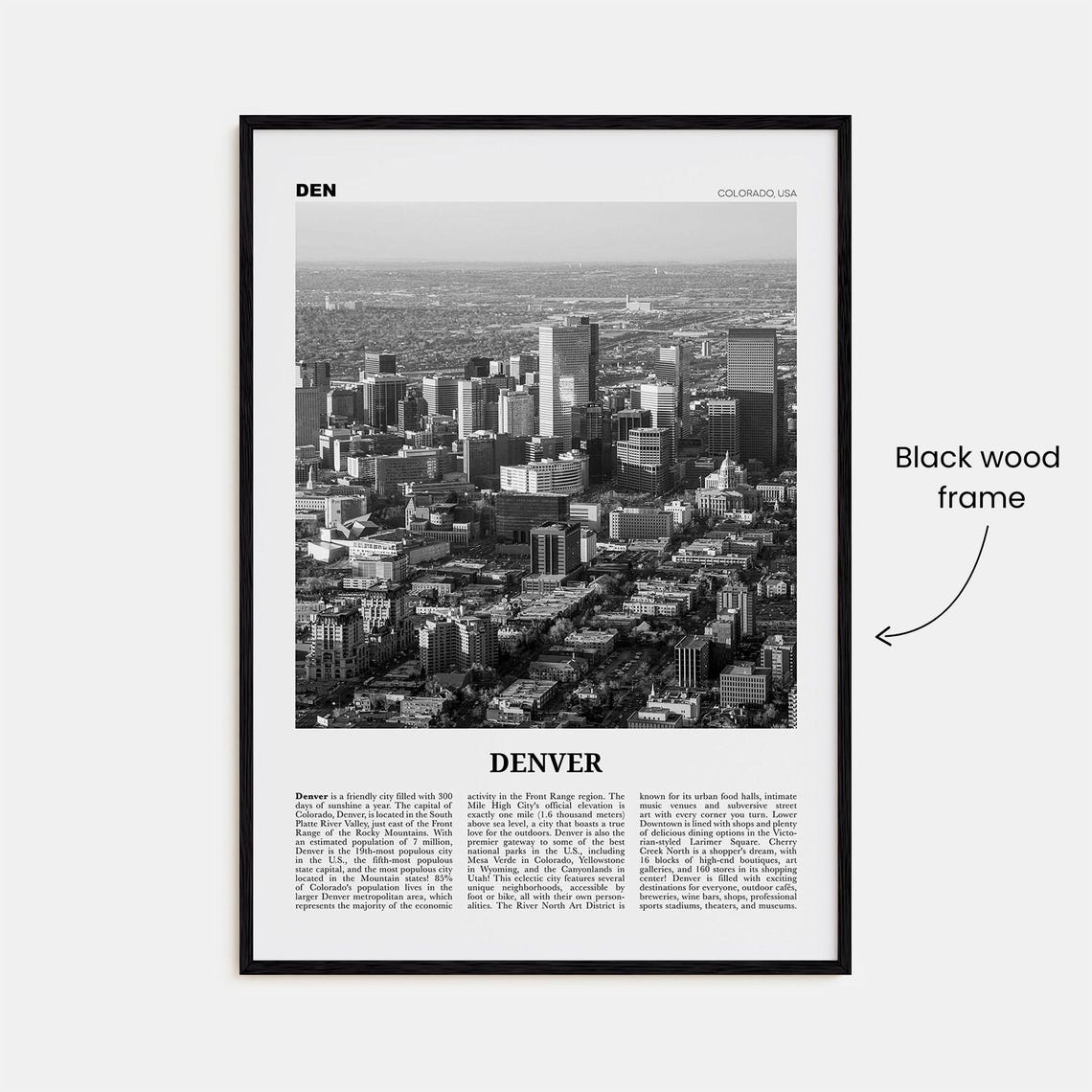 Denver Black and White No. 3 Travel Poster - Image 3