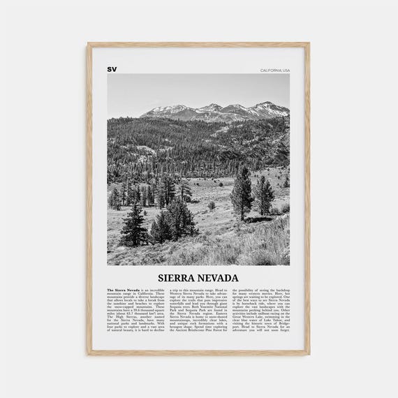 Sierra Nevada Black And White Travel Poster, California