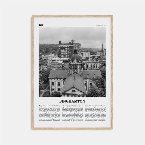Binghamton Black and White Travel Poster, New York