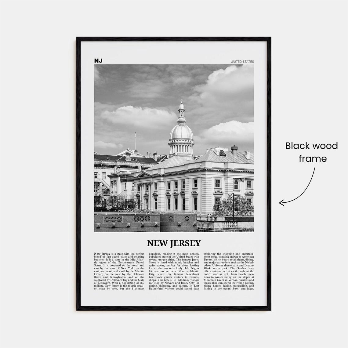 New Jersey Print Black And White No 4 New Jersey Wall Art New Jersey Poster New Jersey Photo Usa United States North America - Image 3
