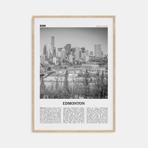 Edmonton Black and White No. 2 Alberta Travel Poster