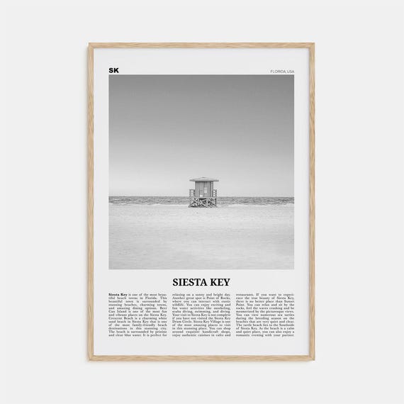 Siesta Key Black And White Florida Travel Poster