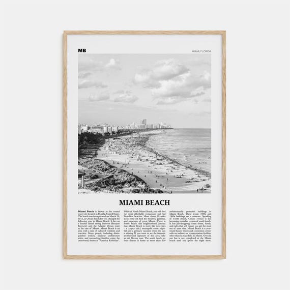 Miami Beach Black And White Travel Poster
