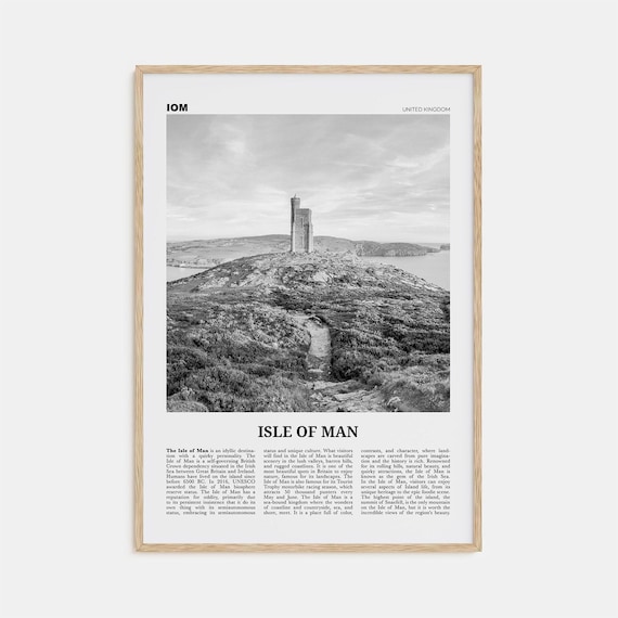 Isle Of Man Black And White Travel Poster, Europe