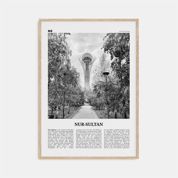 Nur Sultan Black and White Travel Poster, Kazakhstan