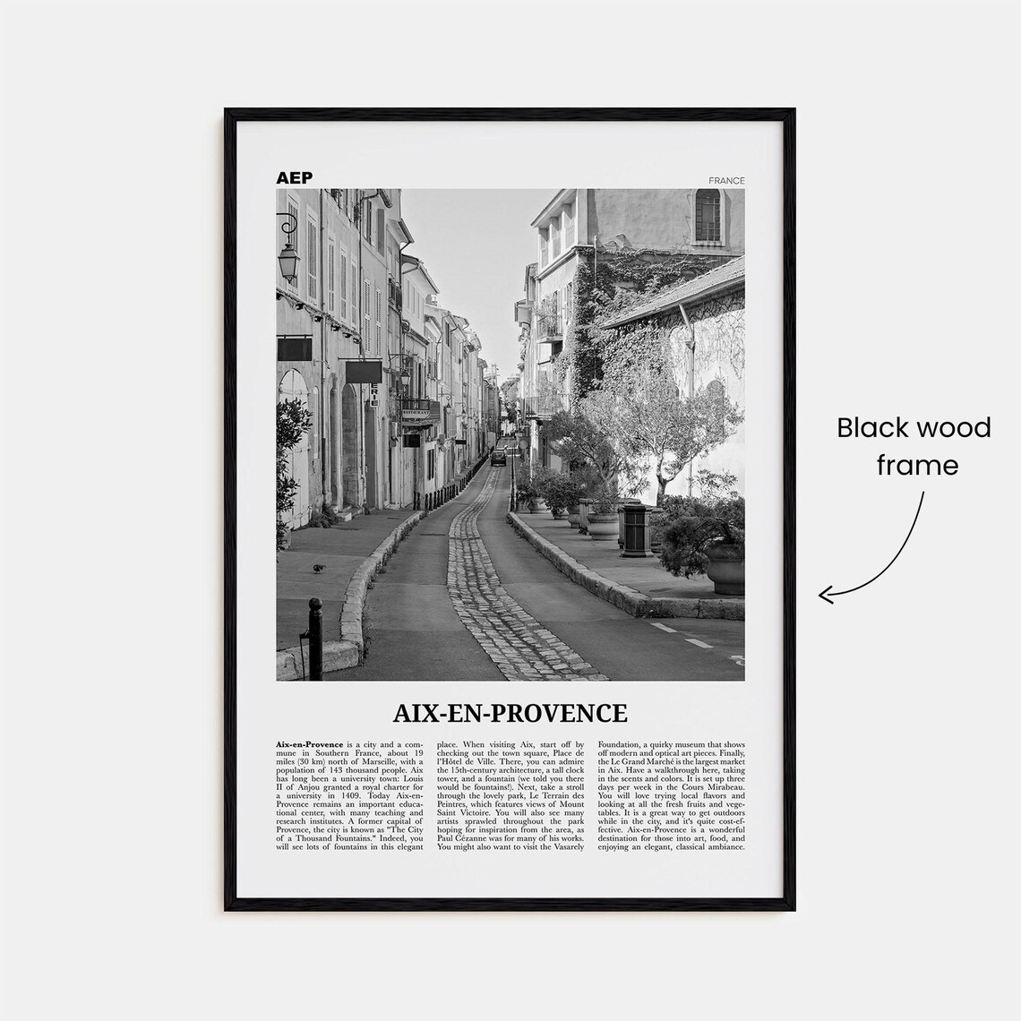 Aix En Provence Black And White No. 2 Art Print - Image 3