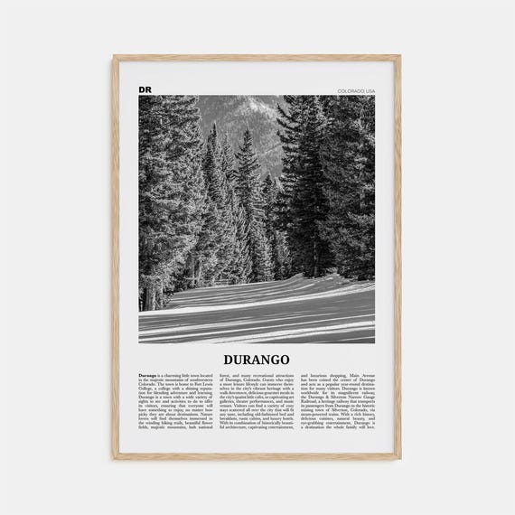 Durango Black and White Travel Poster, Colorado