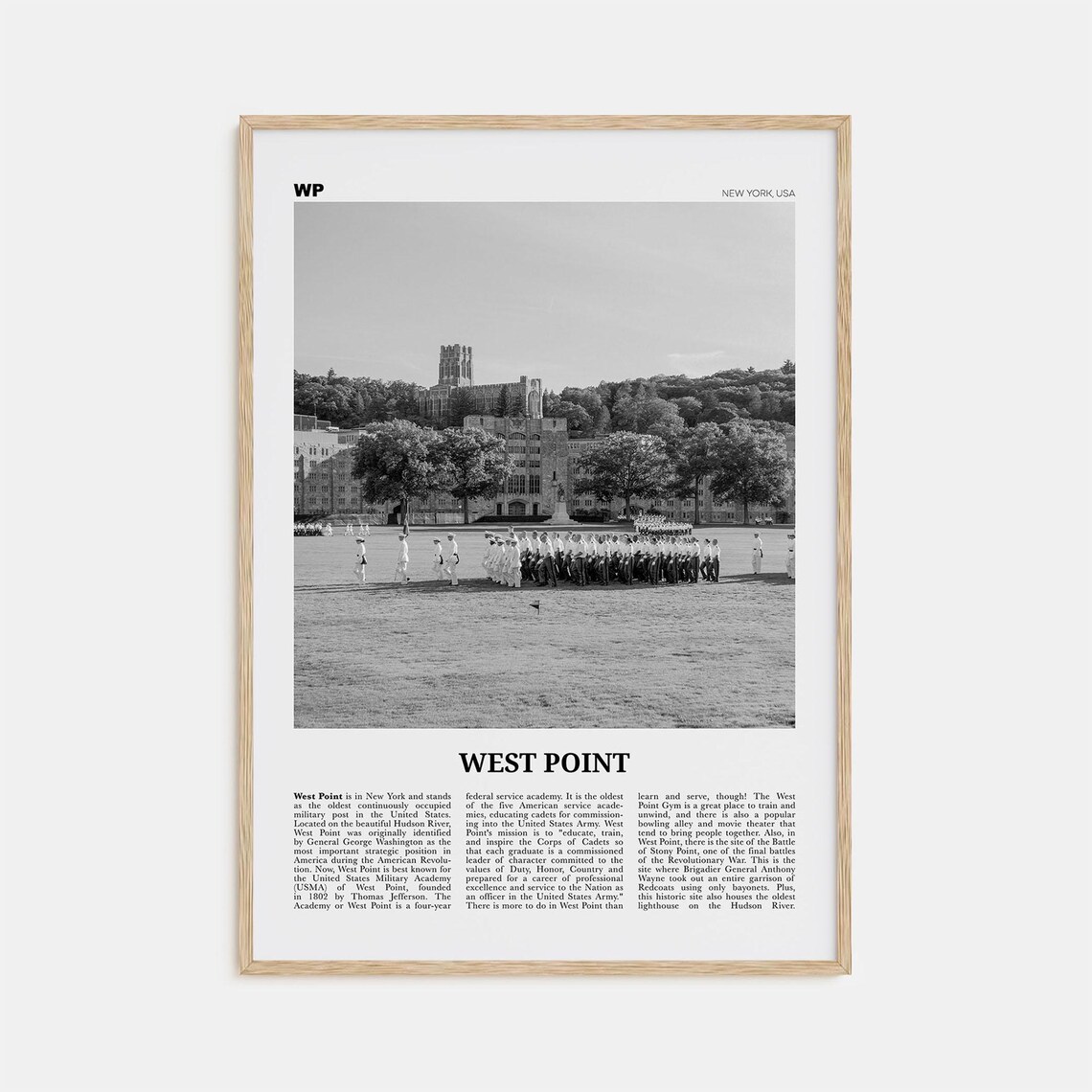 West Point Black and White Travel Poster, New York