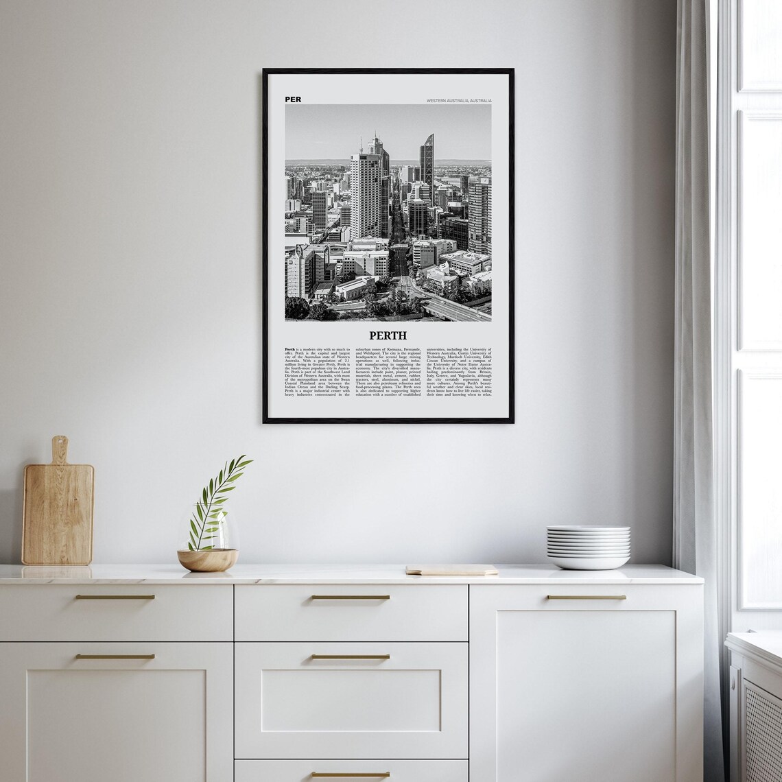 Perth Black And White Travel Poster, Western Australia - Image 2