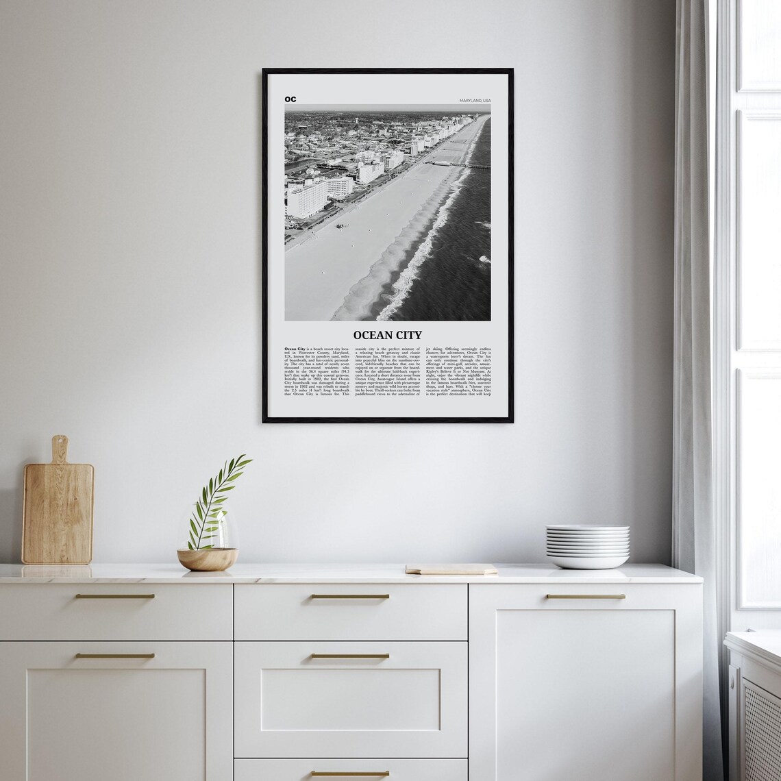Ocean City, Maryland Black and White Travel Poster - Image 2