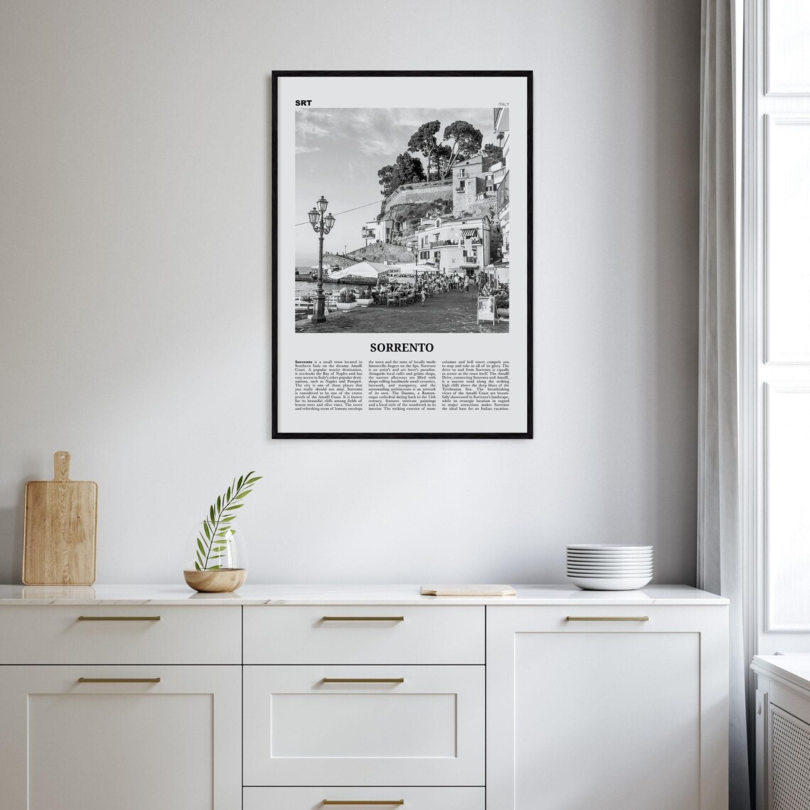 Sorrento Black and White Travel Poster, Italy - Image 2