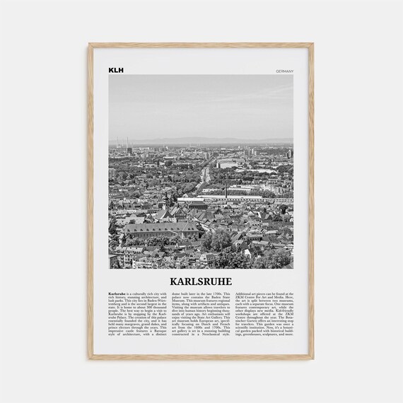 Karlsruhe Black and White Travel Poster, Germany