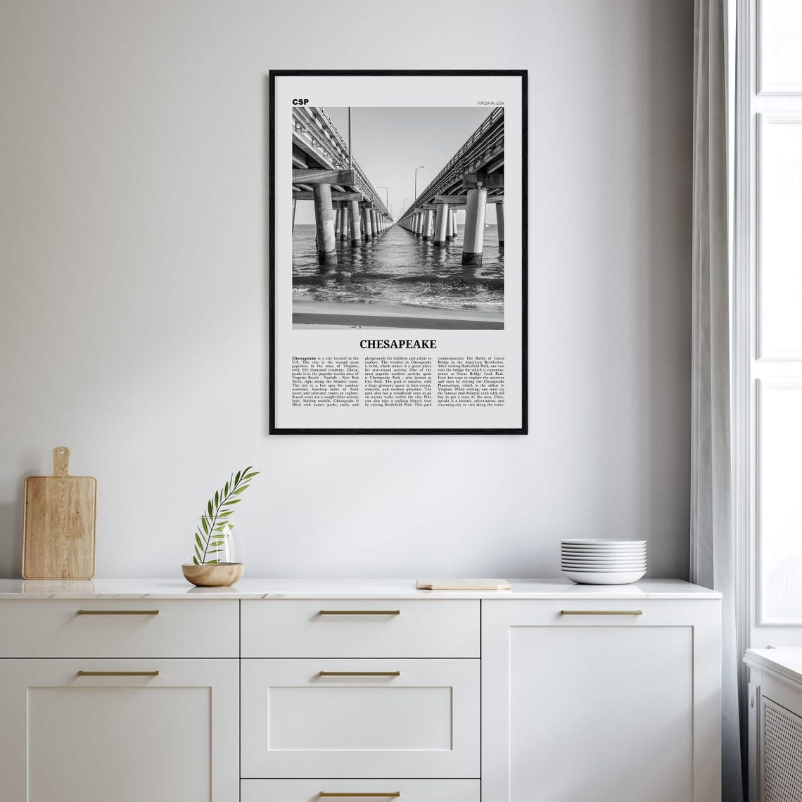 Chesapeake Black and White Travel Poster, Virginia - Image 2