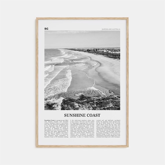 Sunshine Coast Black and White Travel Poster, Queensland
