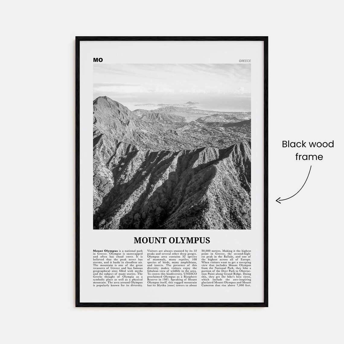 Mount Olympus Black and White Art Print, Greece - Image 3