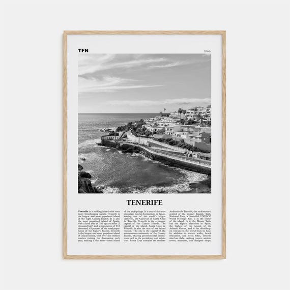 Tenerife Black and White Travel Poster, Spain