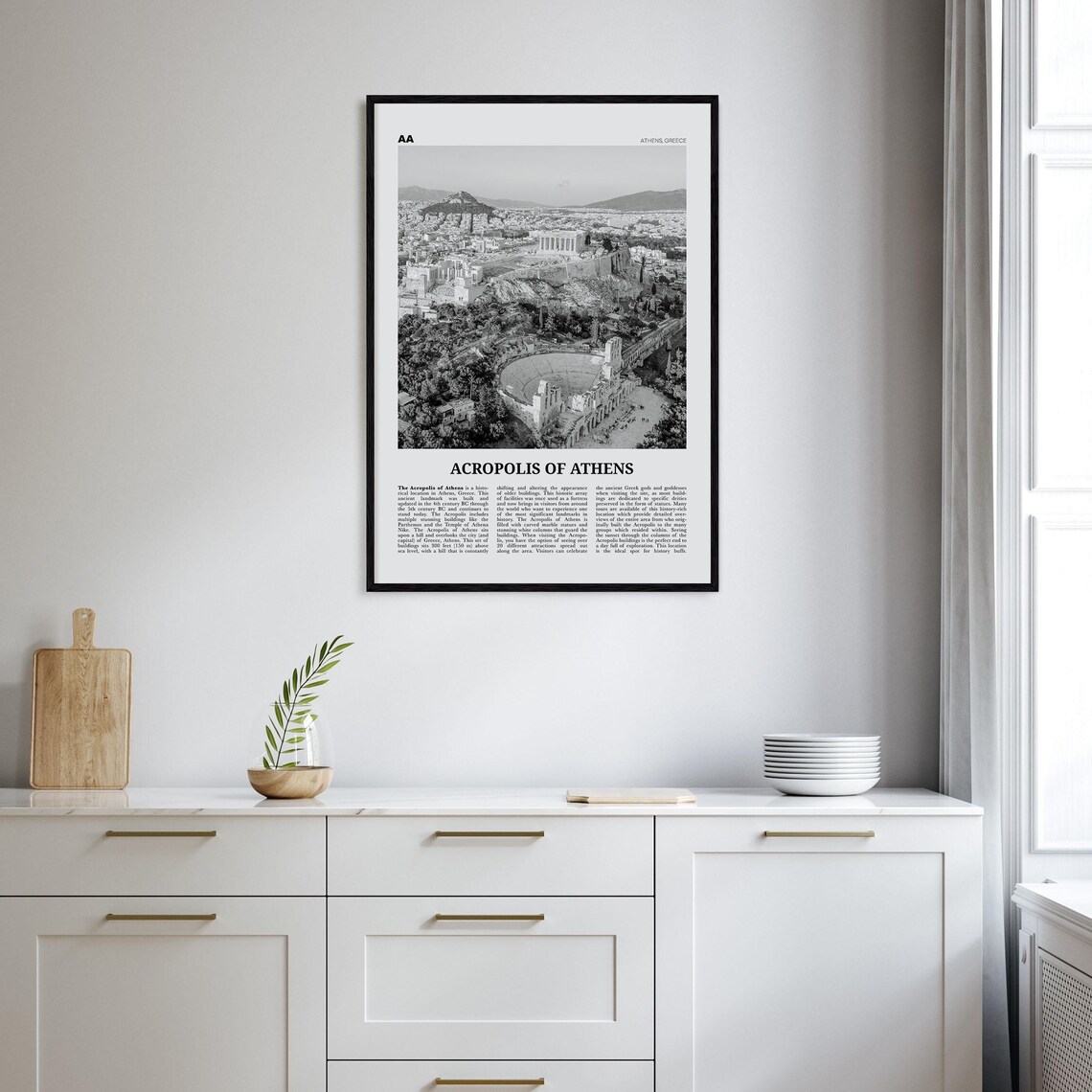 Acropolis Of Athens Black And White Travel Poster - Image 2