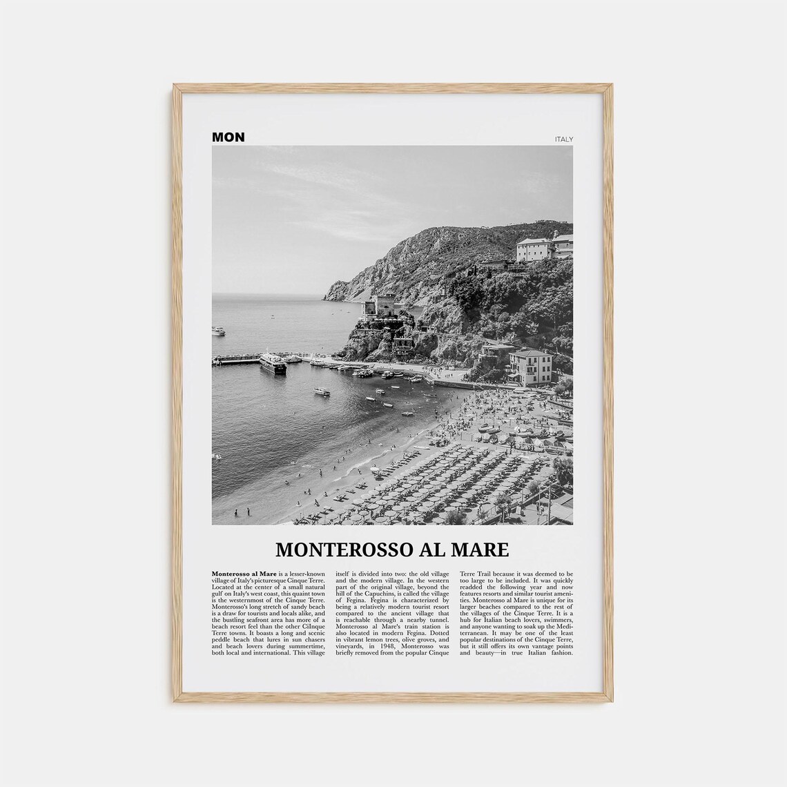 Monterosso Al Mare Black and White Travel Poster