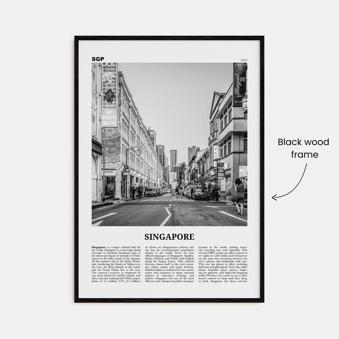Singapore Black And White No. 2 Travel Poster - Image 3