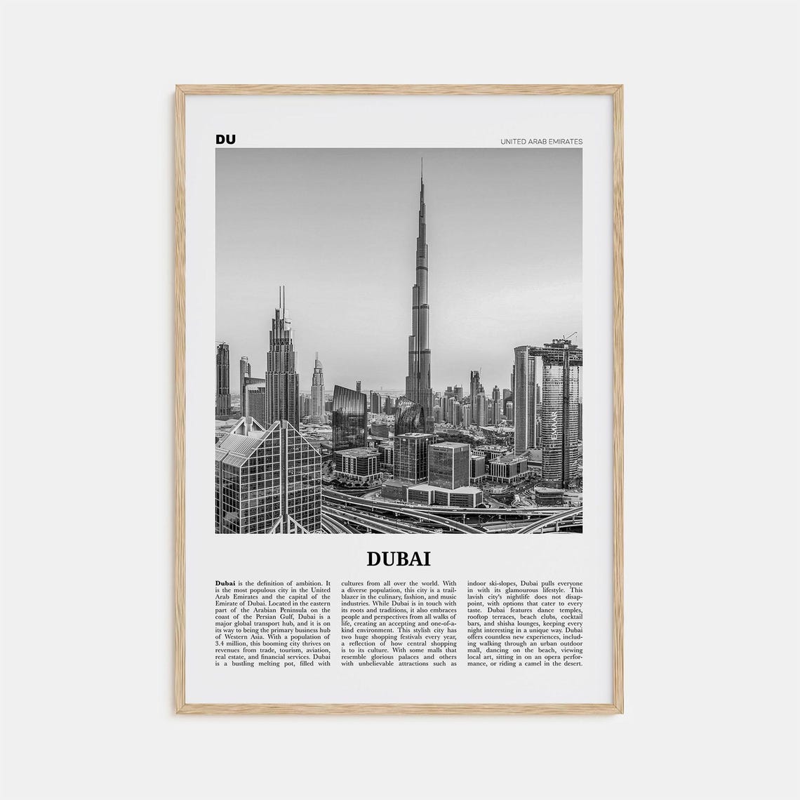 Dubai Black And White No. 2 UAE Photo Poster Print