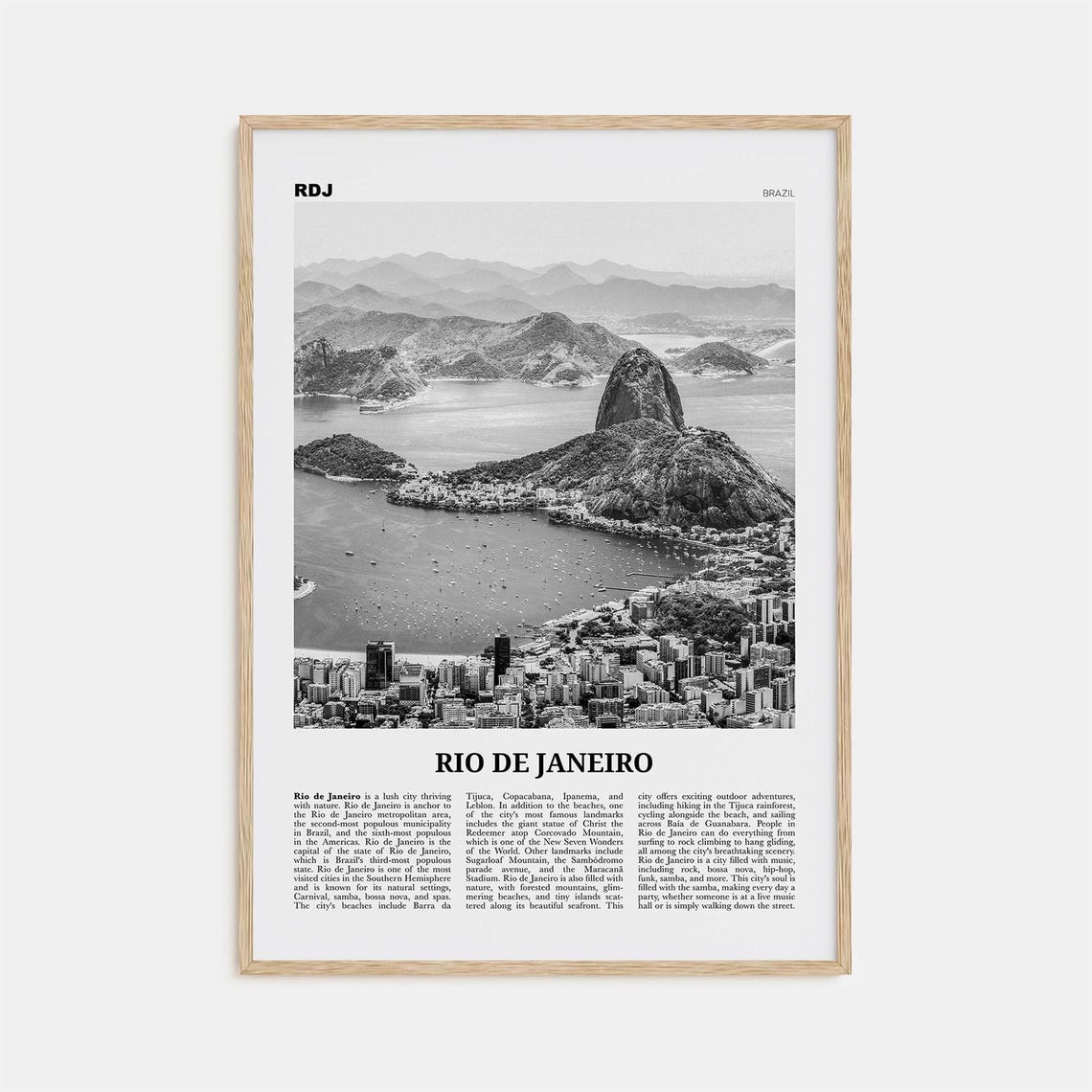 Rio De Janeiro Black And White Travel Poster