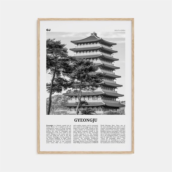 Gyeongju Black-and-White Travel Poster, South Korea
