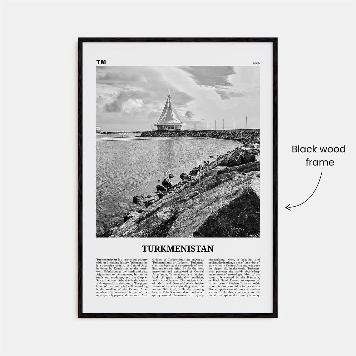 Turkmenistan Print Black And White Turkmenistan Wall Art Turkmenistan Poster Turkmenistan Photo Trkmenistan Turkmenia Ashgabat Asia - Image 3
