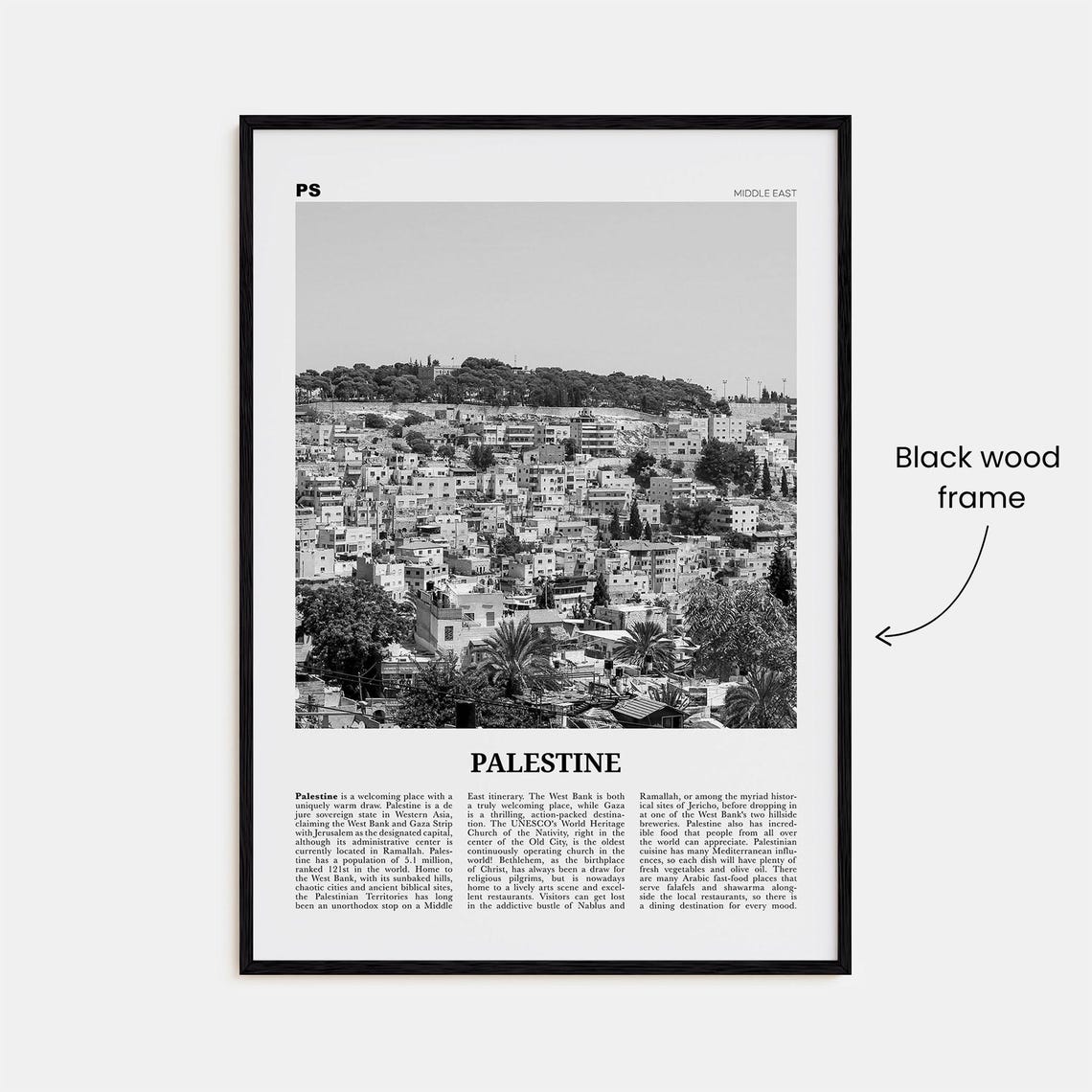 Palestine Black and White Poster Print, Jerusalem - Image 3