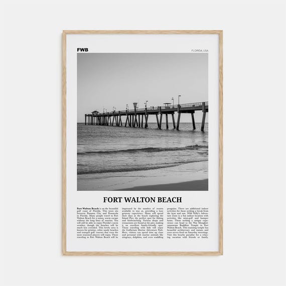 Fort Walton Beach Black And White Travel Poster