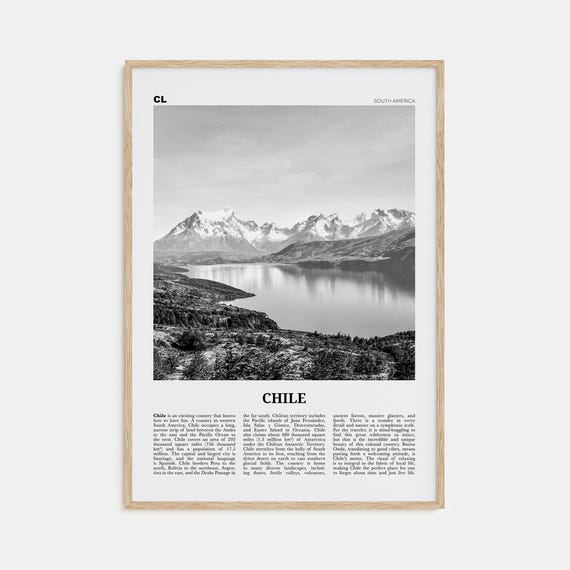 Chile Black and White Santiago Poster Art Print