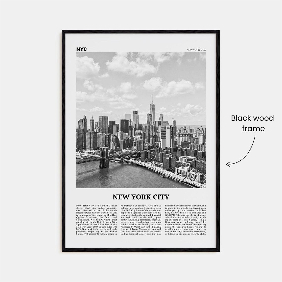 New York City Black and White No. 7 Travel Poster - Image 3