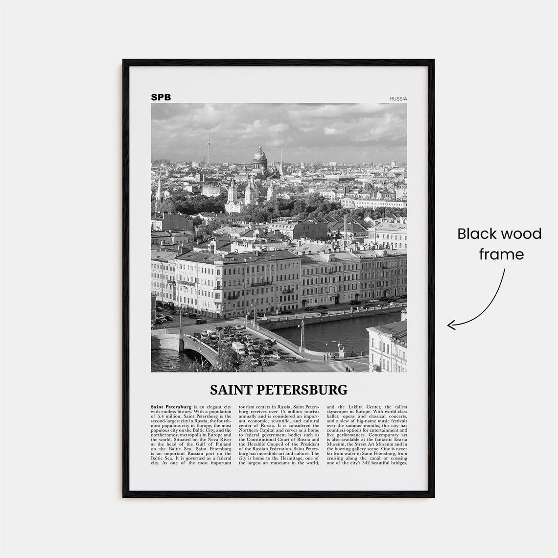 St Petersburg Print Black And White Russia Saint Petersburg Wall Art Saint Petersburg Poster Russia Europe - Image 3
