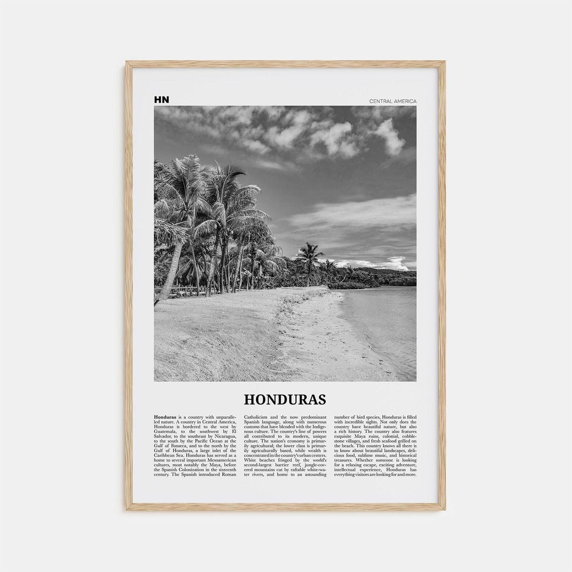 Honduras Black and White Travel Poster, Tegucigalpa