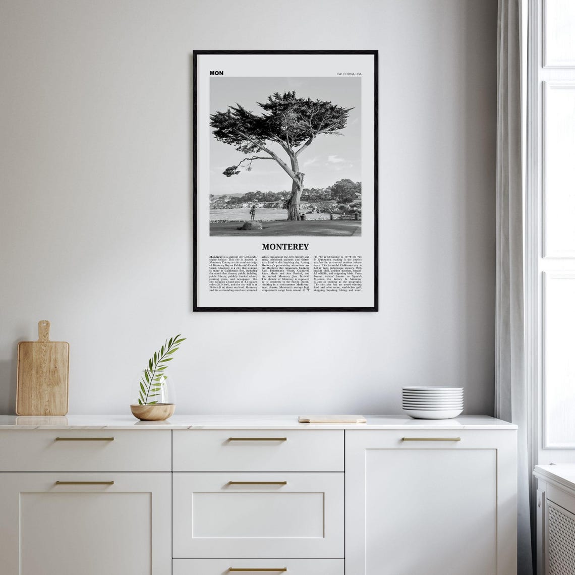 Monterey Black And White Travel Wall Art Print - Image 2