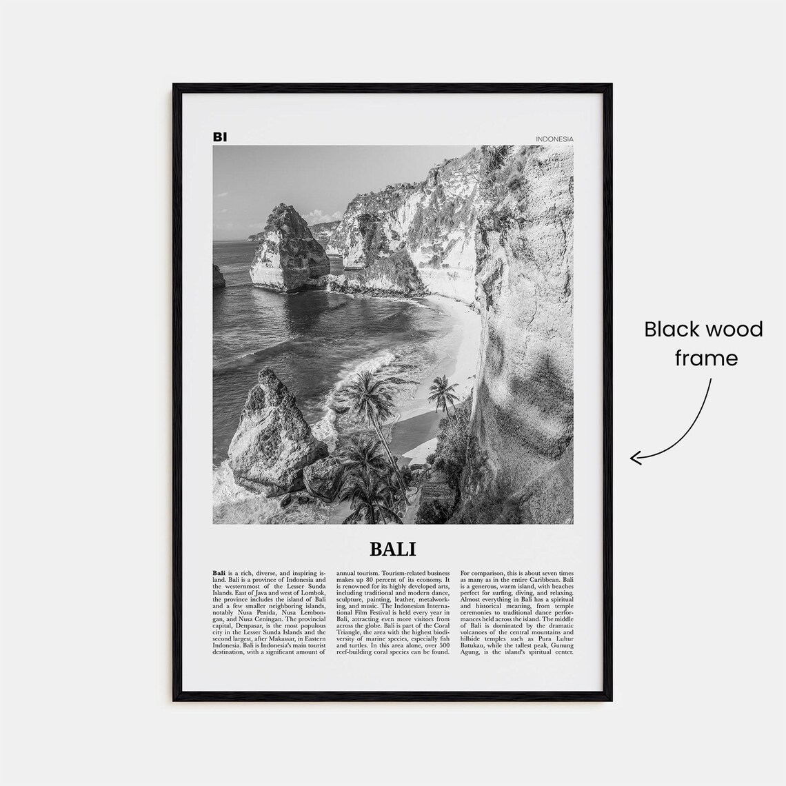 Bali Black and White Travel Poster, Asia - Image 3